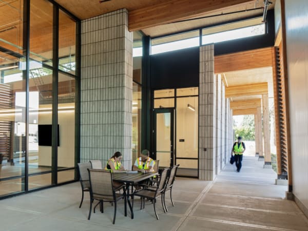 Exterior image of C-TRAN's campus expansion porch.