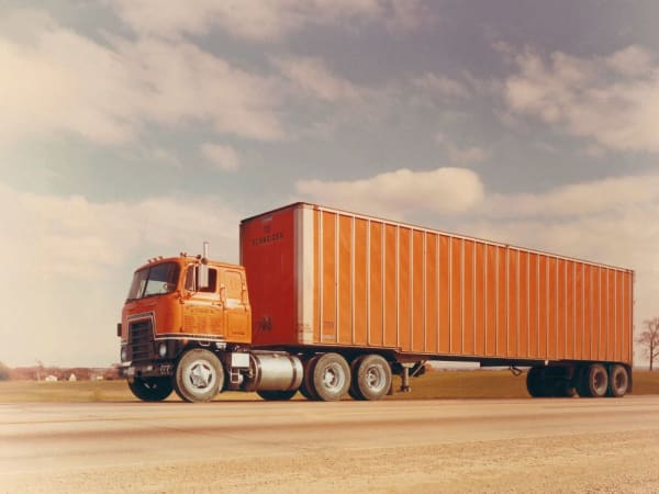 Schneider National historic trucks.