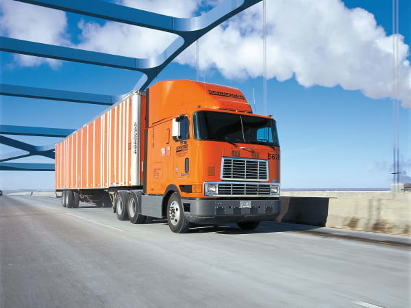 Schneider National historic trucks.