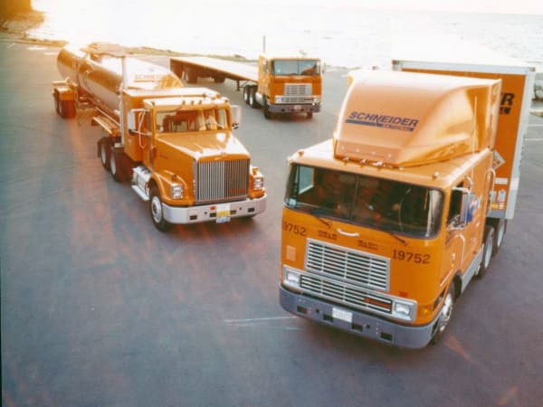 Schneider National historic trucks.