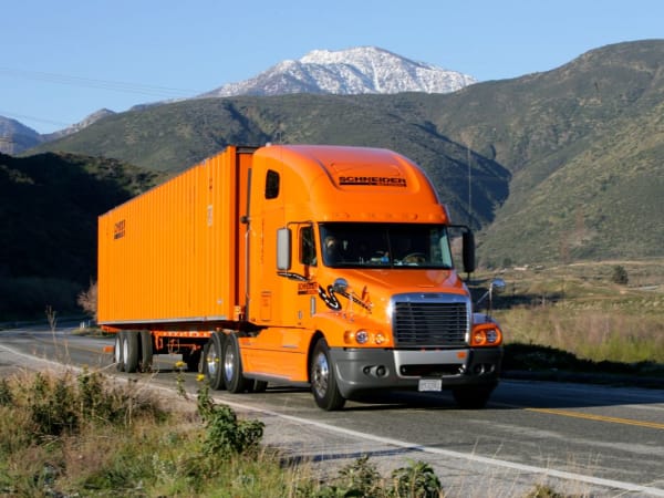Schneider National historic trucks.
