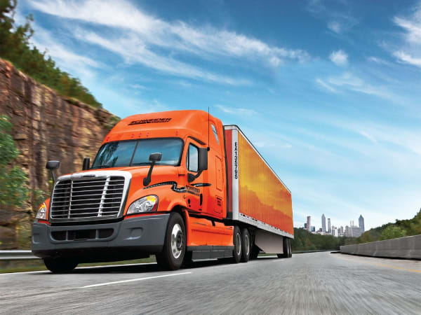 Schneider National historic trucks.