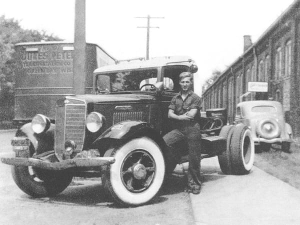 Schneider National historic trucks.