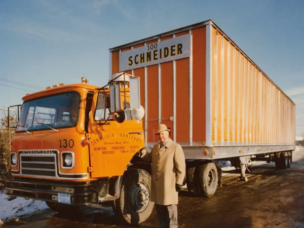 Schneider National historic trucks.