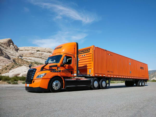 Schneider National historic trucks.