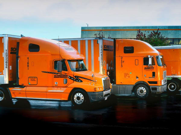 Schneider National historic trucks.