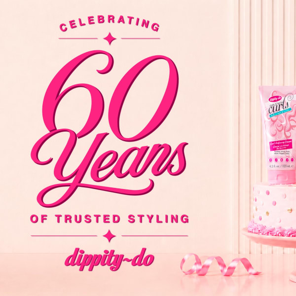 A graphic celebrating 60 years of Dippity-Do