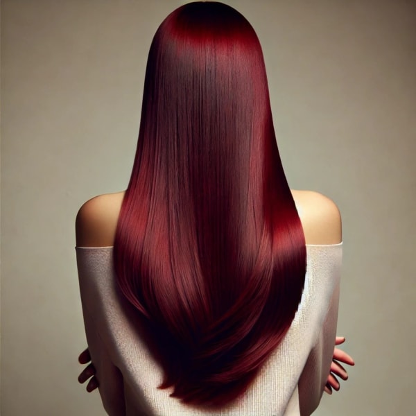 An AI generated image of long red hair.