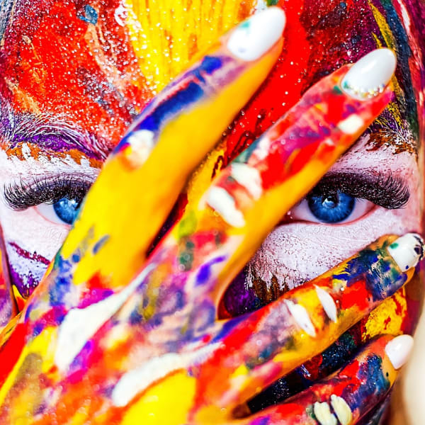 A woman wearing makeup