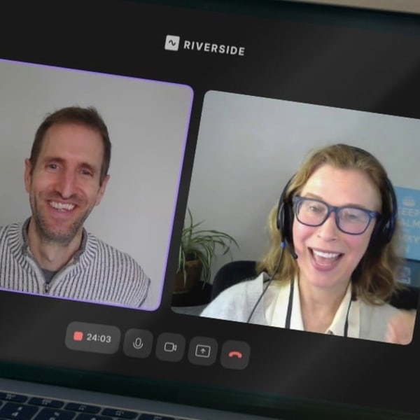 Scott Moon and Anne Moratto. A screenshot of their Riverside call.