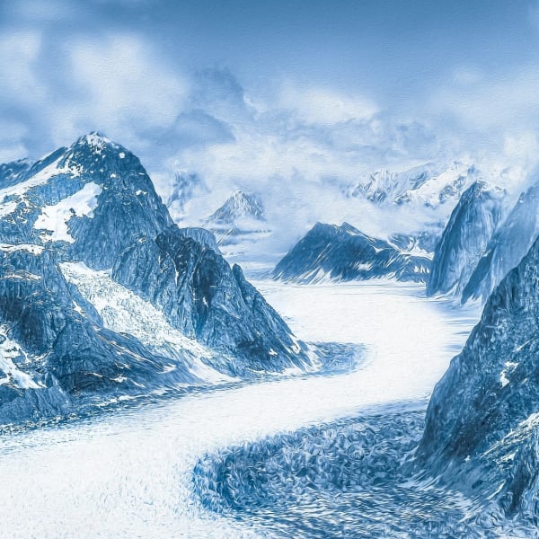An image of icy mountains in Alaska