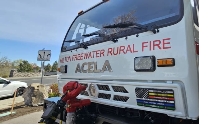 Up close look at badging on Acela Monterra 6x6 Tactical Truck