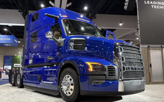 Blue Mack Pioneer truck at ATA MC&E expo