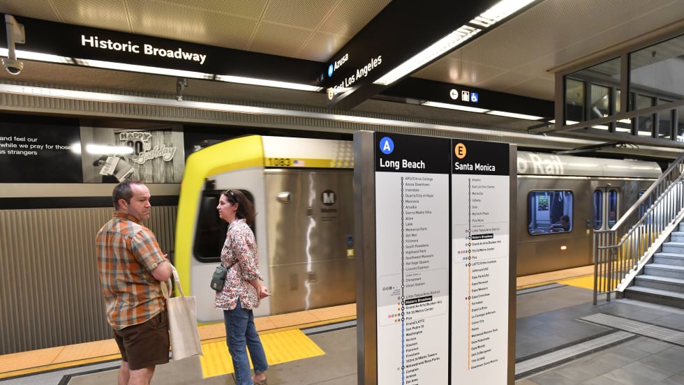 LA Metro underground station with vehicle