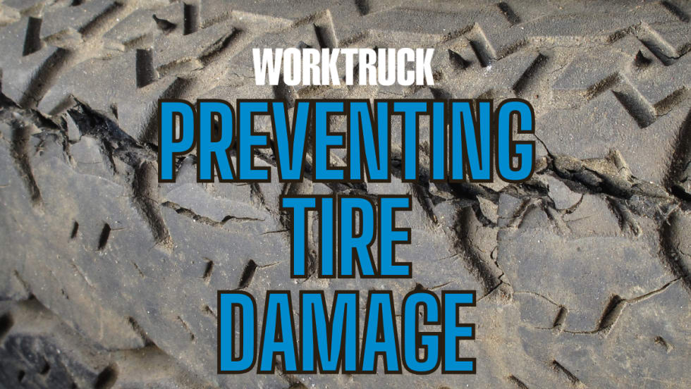 Cracked tire behind text that says Preventing Tire Damage