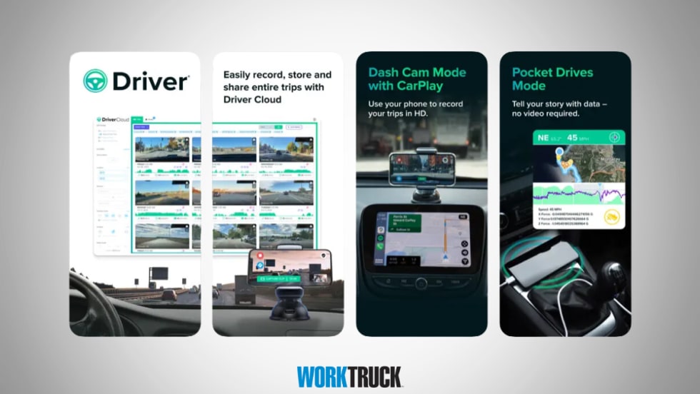 Two screen captures of of the Driver Technologies app