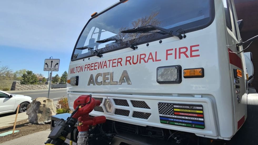 Up close look at badging on Acela Monterra 6x6 Tactical Truck