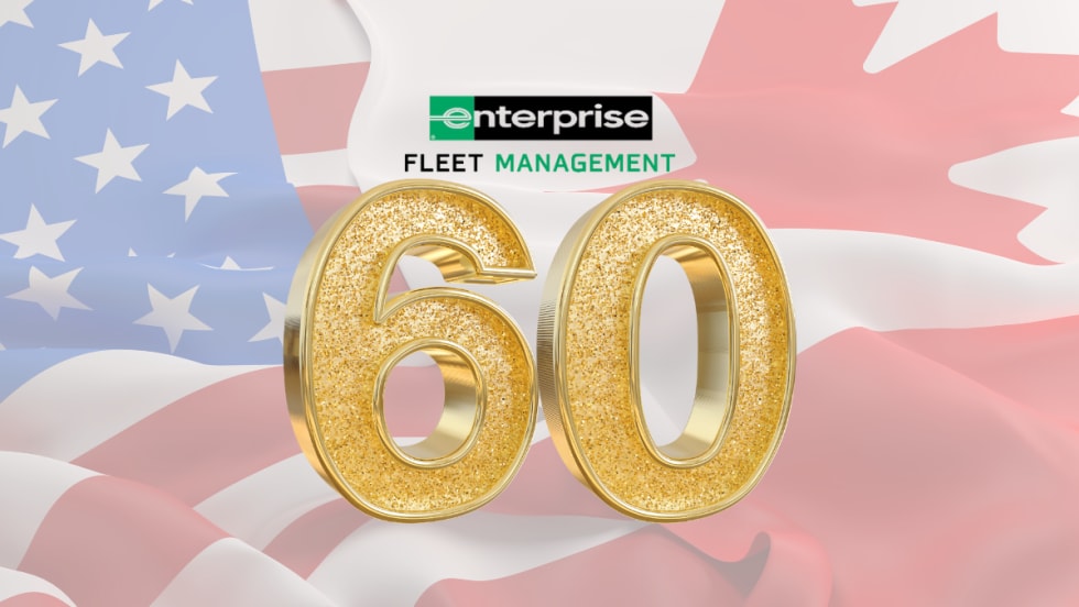USA and Canada flags on background with Enterprise Fleet Management logo over a large 60