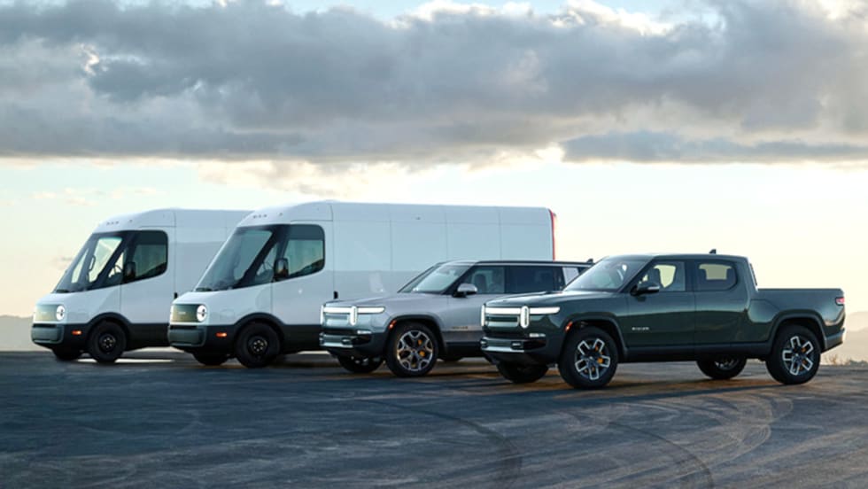 Four vehicles are shown, including two delivery vans, an SUV, and a small pickup.