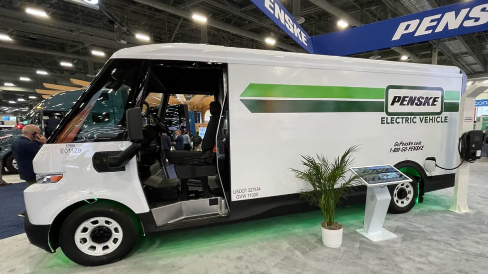 Electric penske cargo van on expo floor