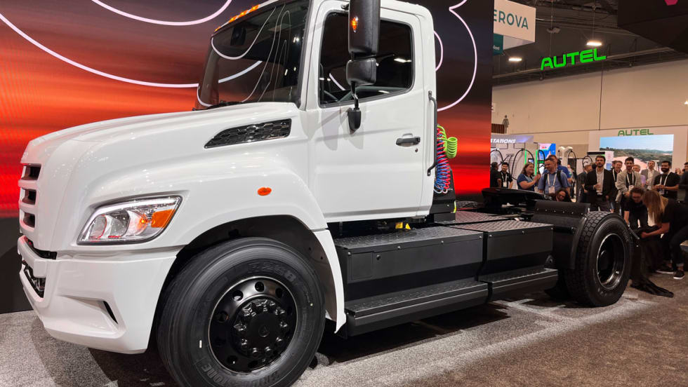 White Tern tractor on expo floor