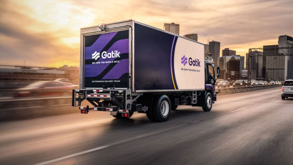 Gatik medium-duty middle mile truck on the road