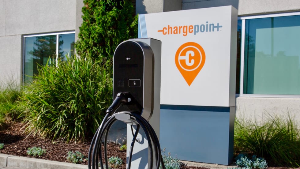 ChargePoint electric vehicle charging station. 