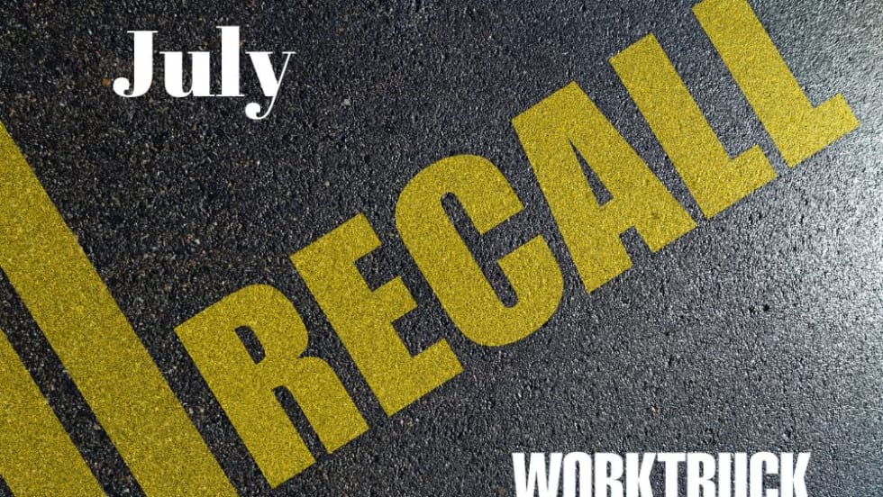 image of pavement, with two yellow road stripe lines on the left. and yellow text that spells RECALL in the middle of the image.