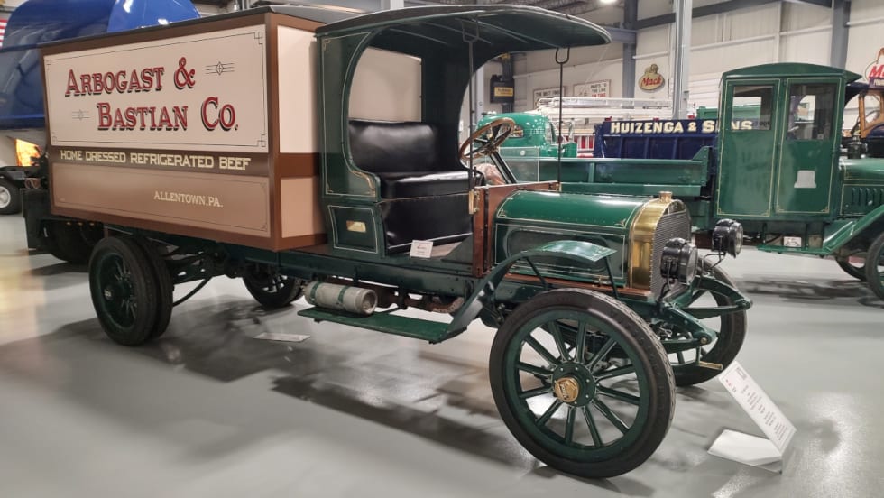 Antique truck showcased in museum.