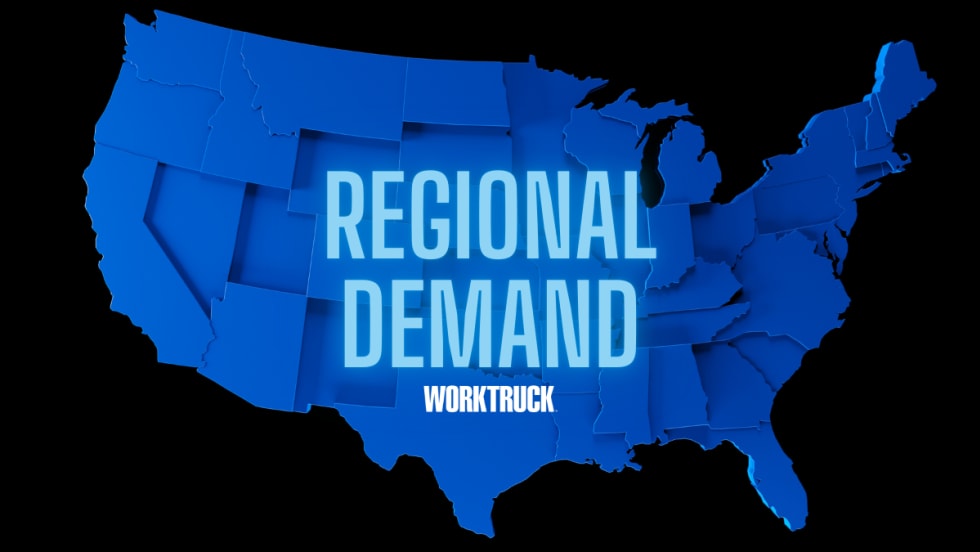 Blue map of USA with regional demand