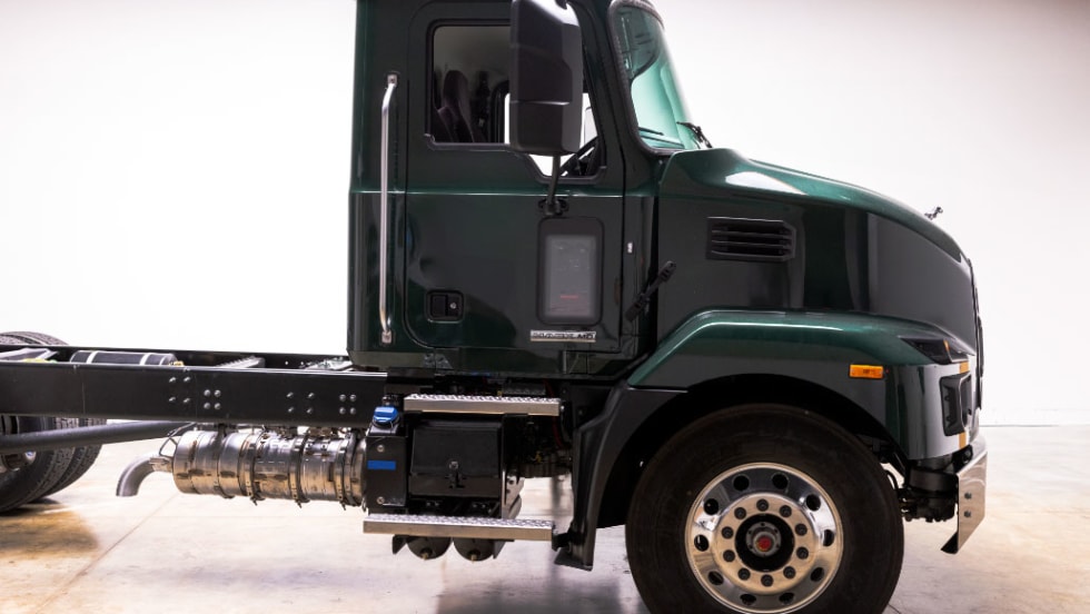 Green Mack MD day cab chassis