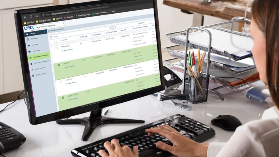 female office worker working on a laptop computer