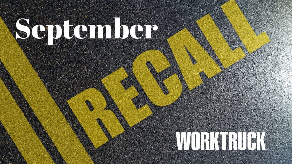 Background image of asphalt with two yellow lines and RECALL text in yellow.