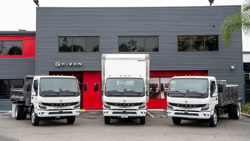 Three medium-duty RIZON USA electric trucks 