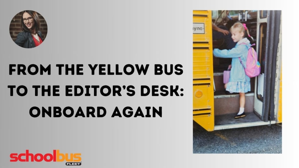 Photo of a little girl boarding the school bus