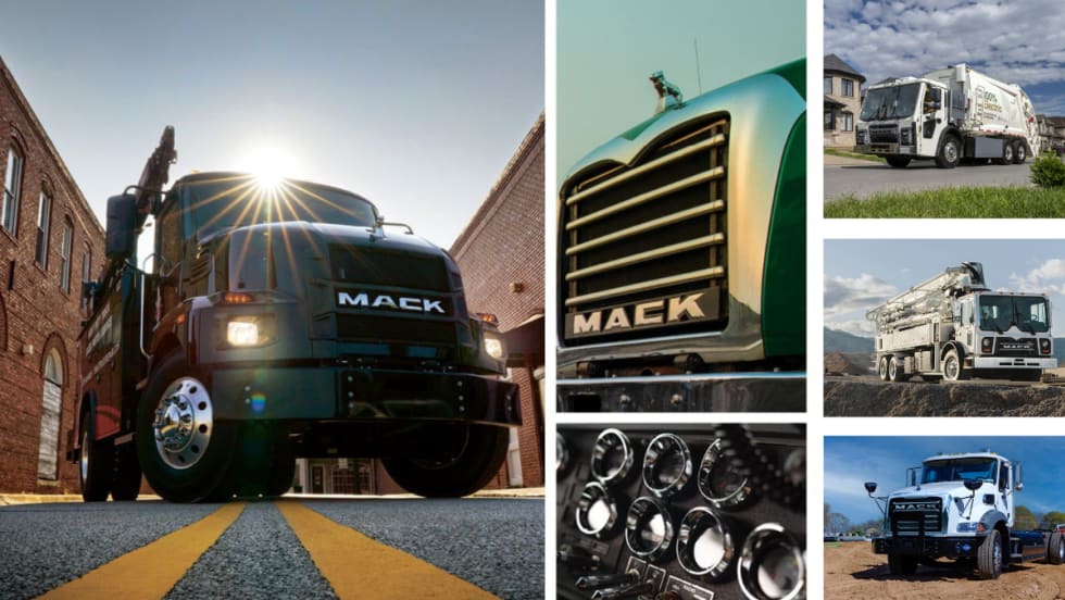 Collage image of Mack Trucks.