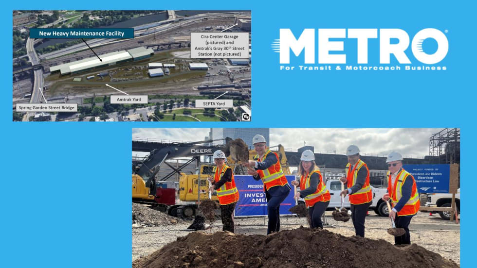 The groundbreaking ceremony at Amtrack's Philadelphia maintenance facility.