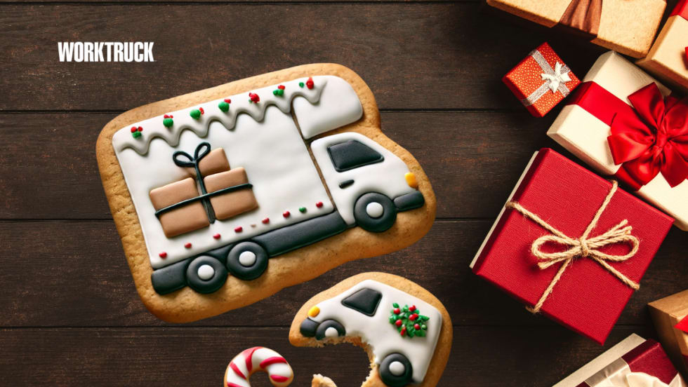 Christmas cookies shaped like work trucks
