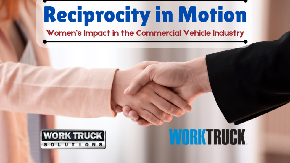 two women shaking hands and webinar title, Reciprocity in Motion