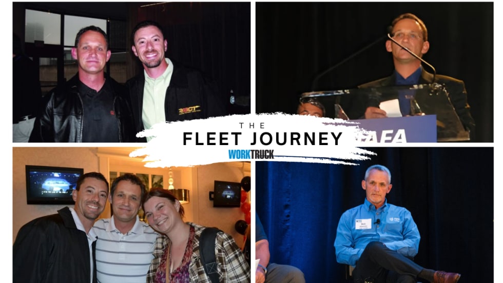 Collage of four images of Bob Adamsky for the Fleet Journey profile series from Work Truck.