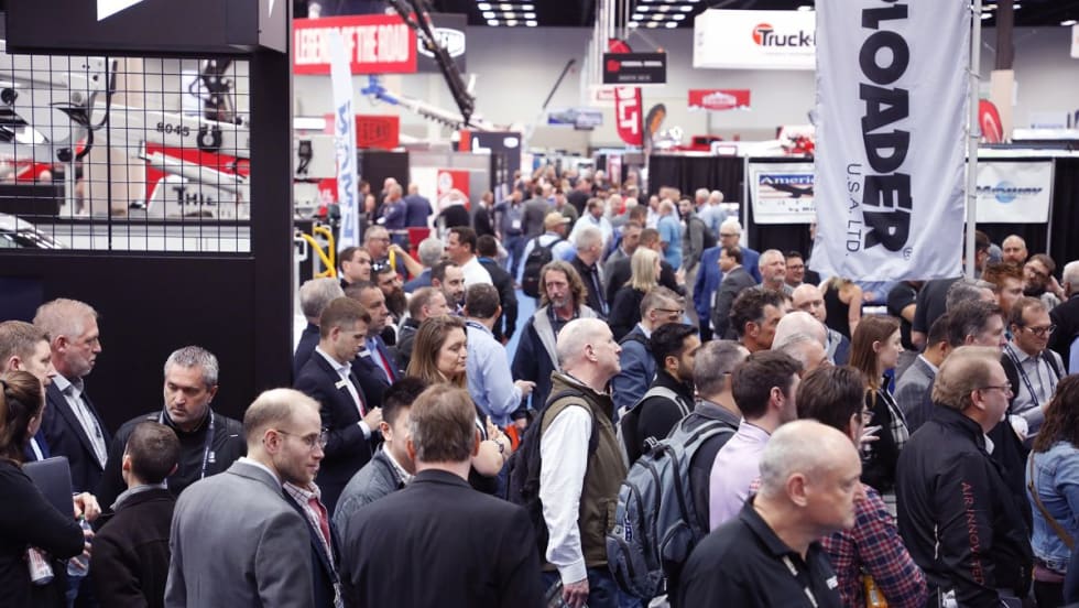 Crowded show floor at Work Truck Week 2024