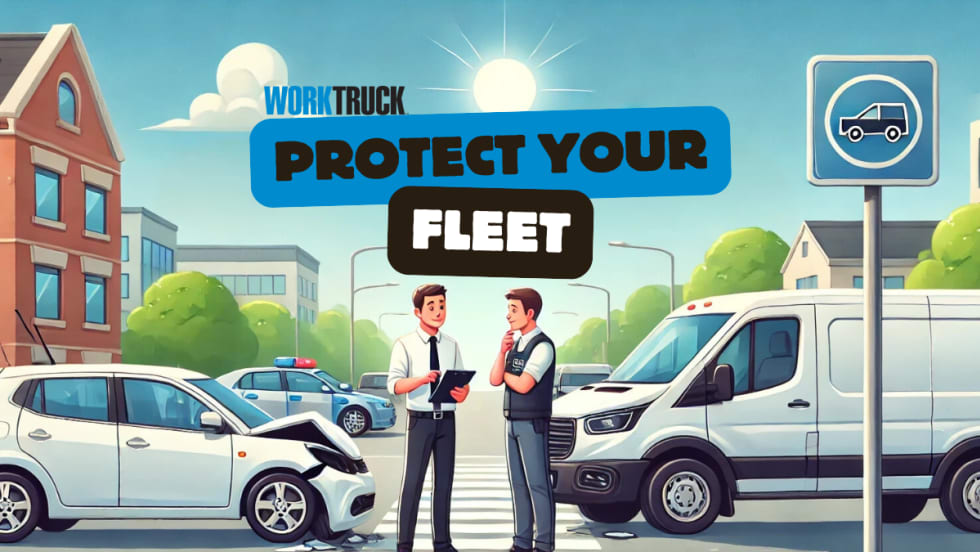 A minor traffic accident with Protect Your Fleet in bold text