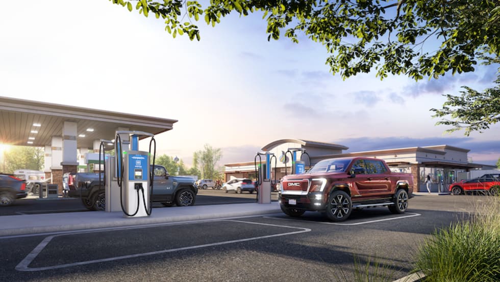 Artist's rendering of an EV charging station.