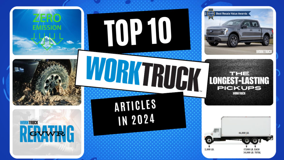 Collage of photos from Top 10 Work Truck articles of 2024.