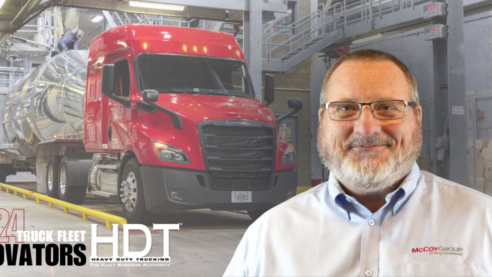 HDT Truck Fleet Innovator Kyle Neumann with Foodliner truck in background