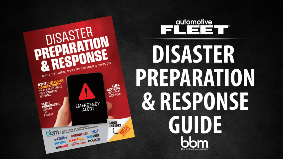 Cover image of the Disaster Preparation & Response Guide, featuring emergency planning tips, best practices, and case studies for fleets.