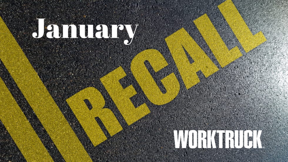 Background image of paved road with double yellow line and yellow wording that says Recall.