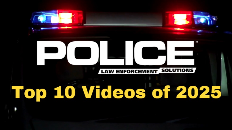 Black background with POLICE logo, police light bar, and headline Top 10 Videos of 2025.