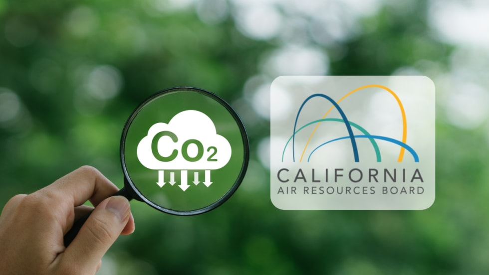 CARB logo against an lowering emissions image.