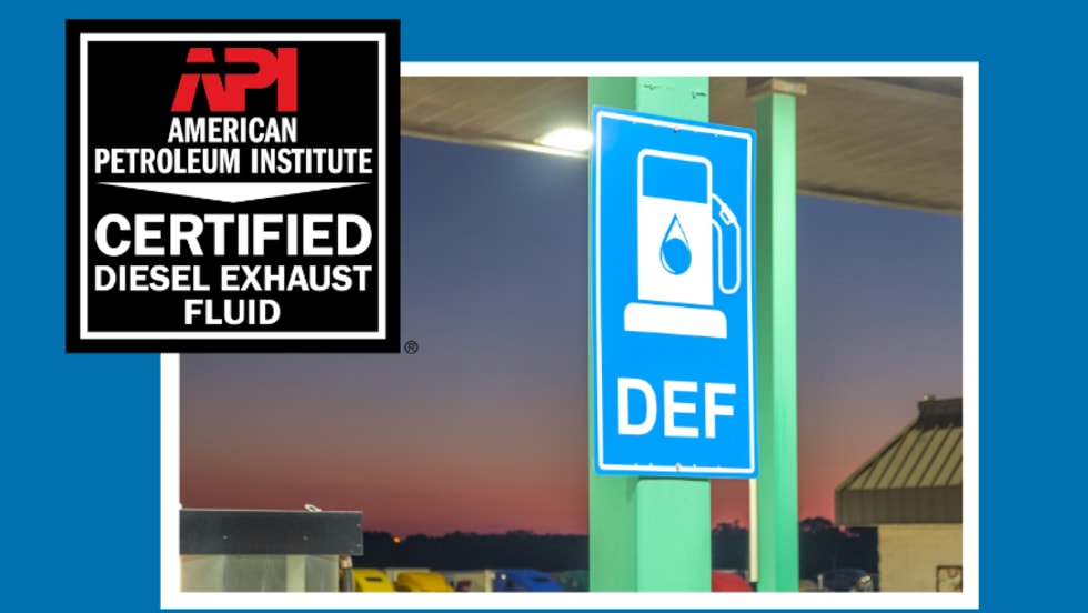Image showing a DEF sign and inset logo for the American Petroleum Institute.